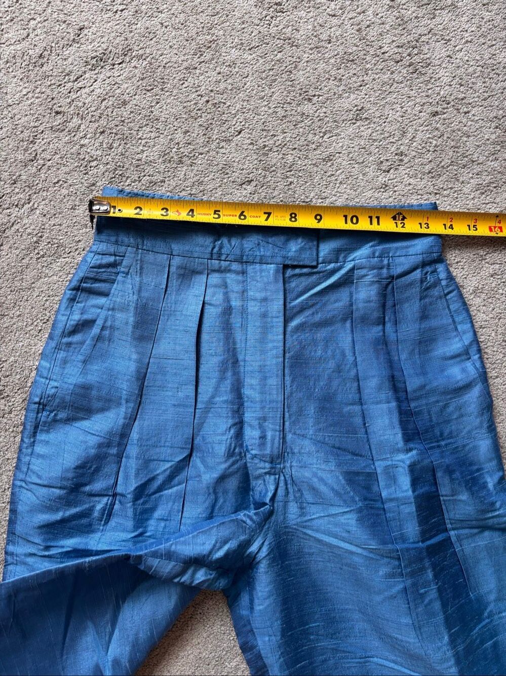 NWT Julia Amory Blue Silk Pleated High Rise Tapered Pants, $325 XS A15 - Picture 8 of 9
